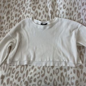 forever 21 white waffle ribbed long sleeve crop top